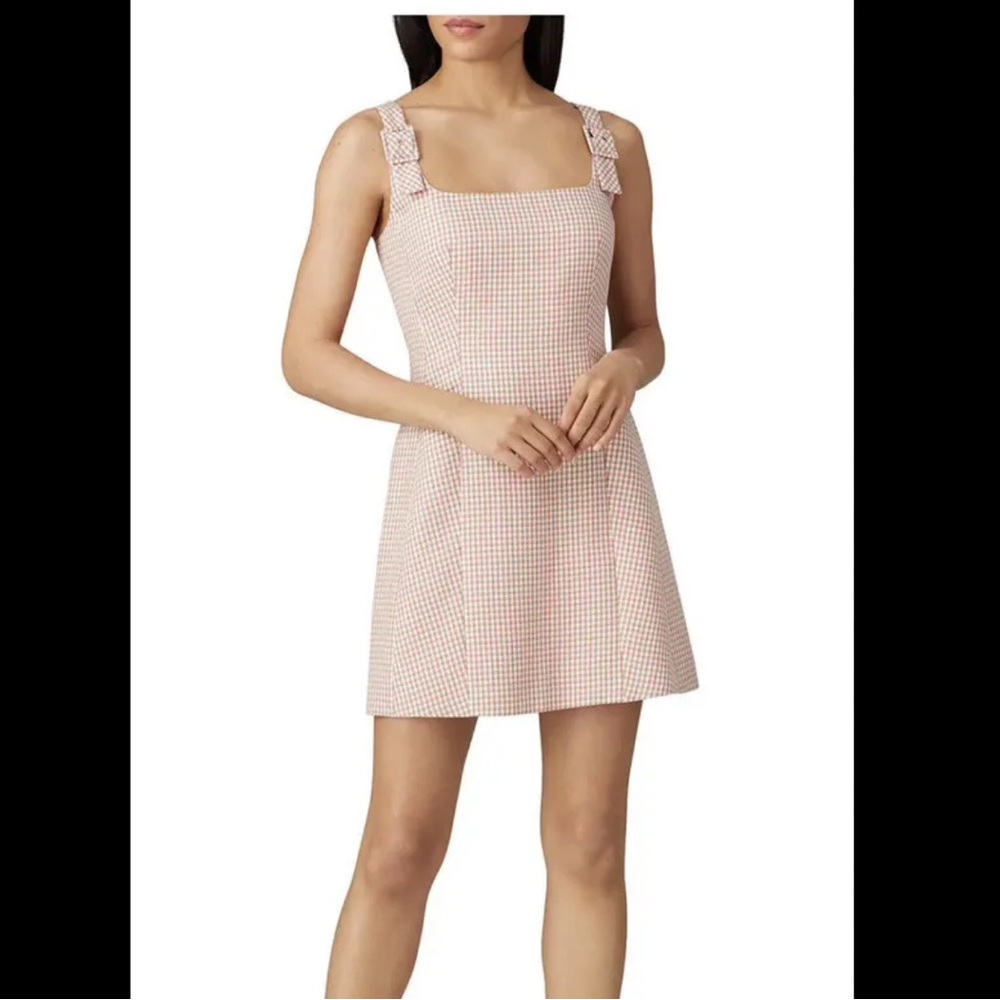 Alexachung gingham pink mini dress with buckle detail